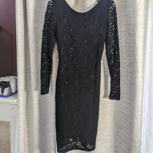 Sparkly Little Black Dress, open back
